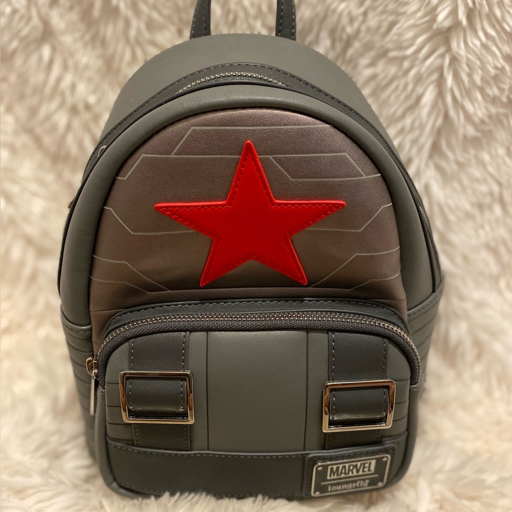 loungefly disney marvel winter soldier collectible backpack mini purse bag